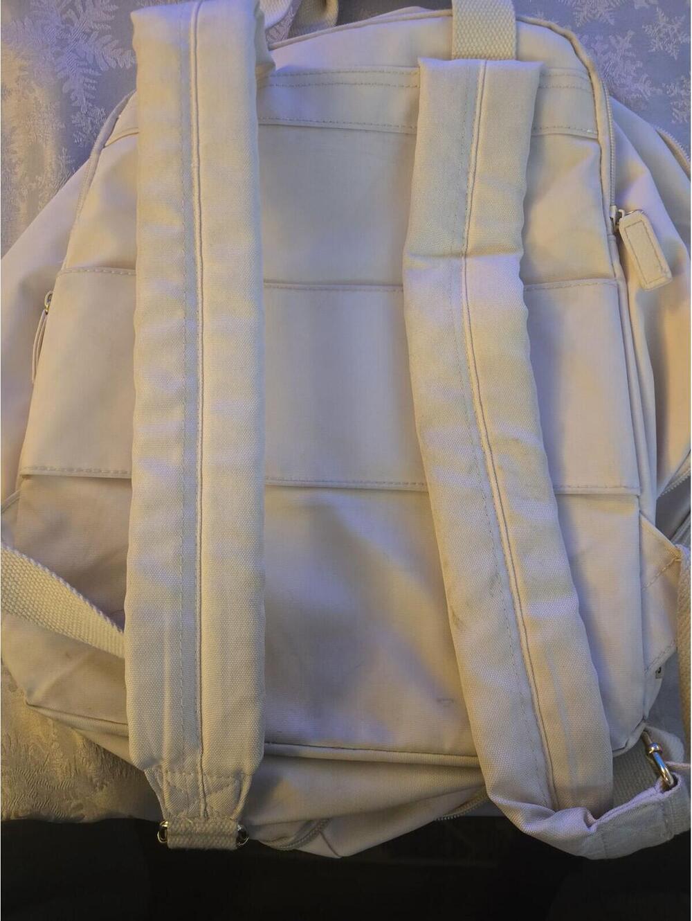 BÉIS Beige Canvas Backpack Modern Travel Bag - Picture 2 of 5